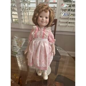 1983 Porcelain Shirley Temple Doll W/ Stand 16"